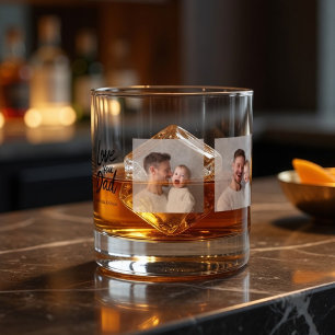 Personalized Photo Whiskey Glass for Dad Custom