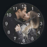 personalized photo white numbers anniversary  large clock<br><div class="desc">elegant personalized photo white numbers anniversary Large Clock</div>