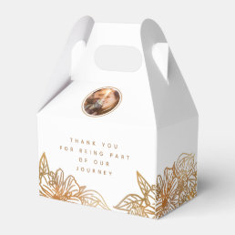 Personalized Photo White Rose Gold Wedding Floral Favor Boxes
