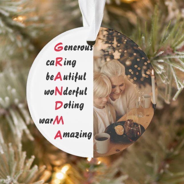 Personalized Photo with Grandma Quote Ornament (Tree)