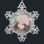 Personalized Photo with Name Christmas Holiday Snowflake Pewter Christmas Ornament<br><div class="desc">A great gift idea for family, friends and for your own holiday decor, this custom ornament features a photo and text template to personalize with your desired photo and text. The sample photo used to create this template is a square photo and we recommend using a square photo if possible....</div>