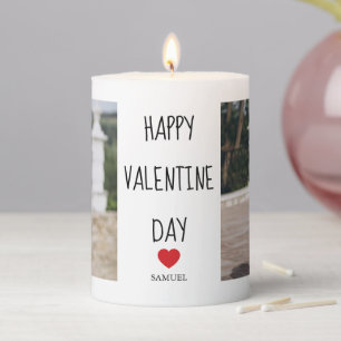 Personalized Photo with Names Valentine’s Day Pillar Candle