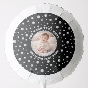 Personalized Photo with Pearls Circle on Black Balloon
