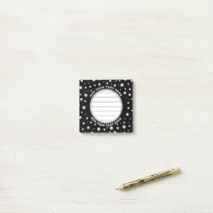 Personalized Photo with Pearls Circle on Black Post-it Notes