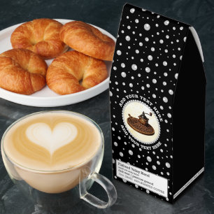 Personalized Photo with Pearls Circle on Black Roasted Coffee