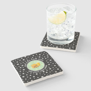 Personalized Photo with Pearls Circle on Black Stone Coaster