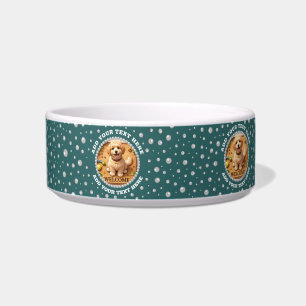 Personalized Photo with Pearls Circle on Teal Bowl