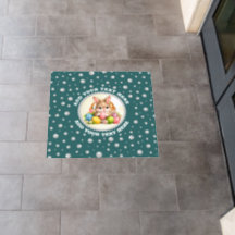 Personalized Photo with Pearls Circle on Teal