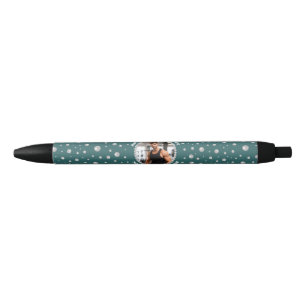 Personalized Photo with Pearls Circle on Teal Pen