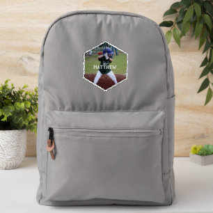 Personalized Photo with White Letters Hexagon Patch