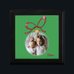 Personalized Photo with Year Custom Keepsake Gift Box<br><div class="desc">Your favorite photo highlights this Christmas ball ornament square gift box.
There is also room for the year on the front.</div>