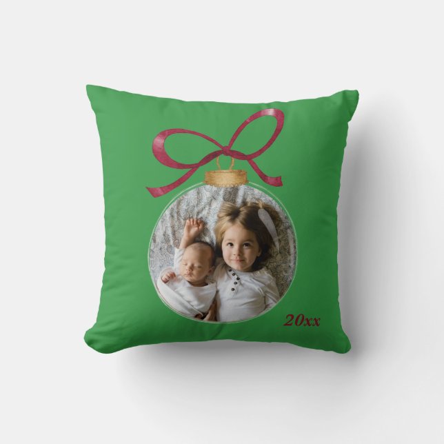 Personalized Photo with Year Custom Keepsake Throw Pillow (Front)