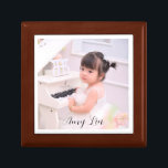 Personalized Photo Wood Jewelry Keepsake Box<br><div class="desc">An adorable personalized keepsake for a little girl. Add a photo of a child,  family,  pet,  or anyone you love to this keepsake or gift box. Ceramic tile lid. You may also get it as a framed wall tile.</div>