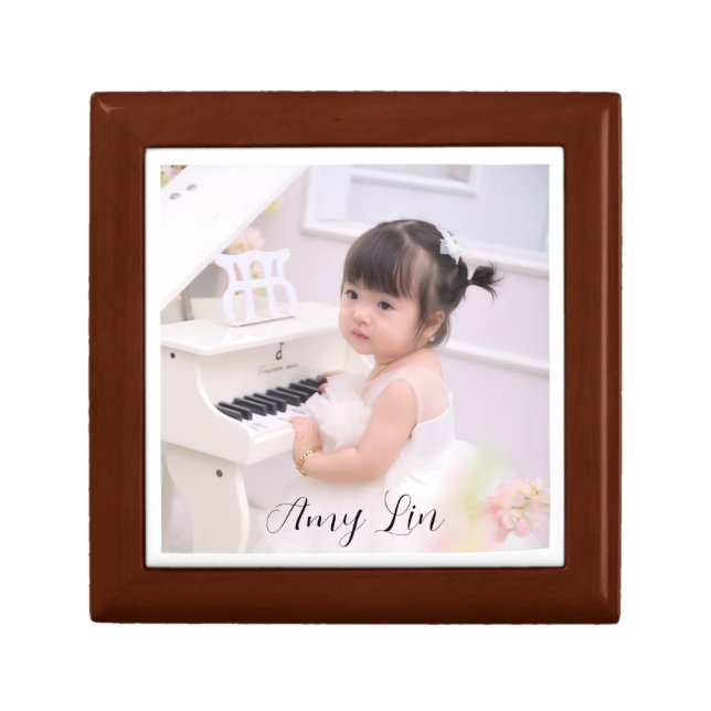 Personalized Photo Wood Jewelry Keepsake Box (Front)