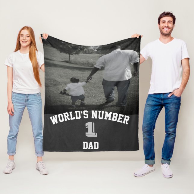 Personalized Photo World’s Number 1 Dad Fleece Blanket (In Situ)