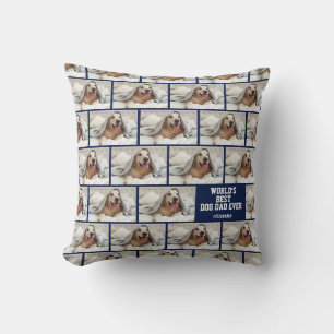 Personalized Photo Worlds Best Dog Dad  Throw Pillow