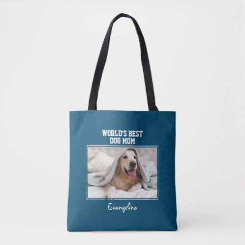 Personalized Photo Worlds Best Dog Mom Tote Bag