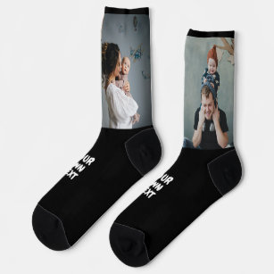 Personalized photo x2 and custom text socks