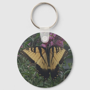 Personalized Photo Yellow and Black Butterfly Keychain