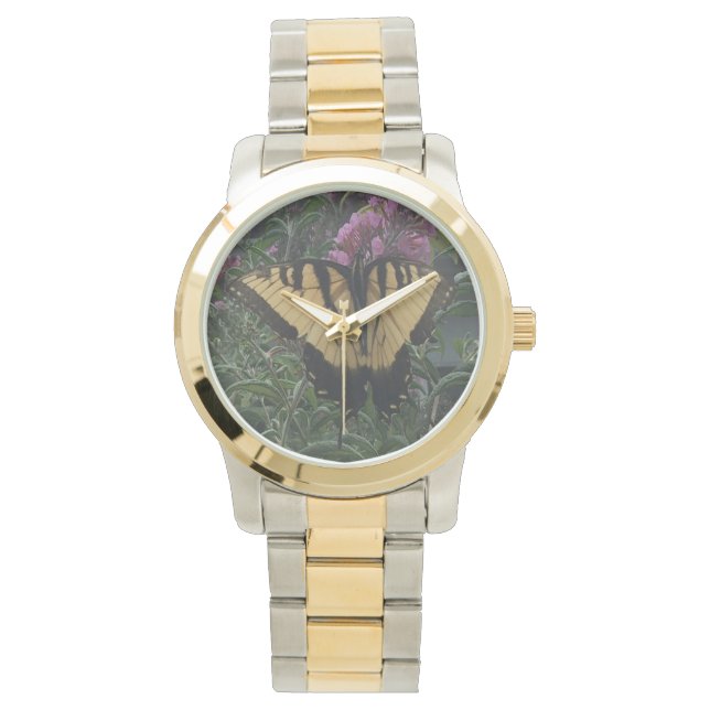 Personalized Photo Yellow and Black Butterfly  Watch (Front)