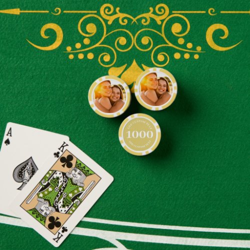 Personalized Photo Yellow Numbered 1000 Value Game Poker Chips