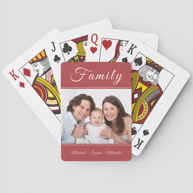 Personalized Photo Your Name Red Playing Cards (Back)