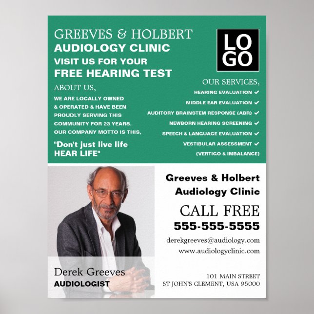 Personalized Photograph, Audiologist, Audiology Poster (Front)