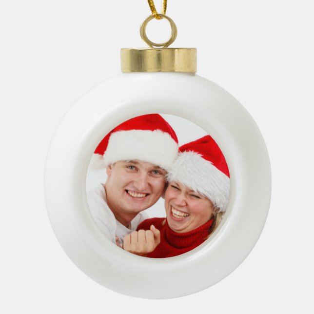 Personalized Photograph Ceramic Ball Ornament (Front)