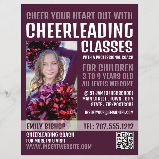 Personalized Photograph, Cheerleading Classes Flyer (Front)
