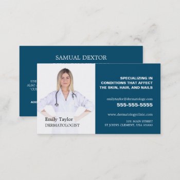 Personalized Photograph  Dermatologist Dermatology Business Card by TheBusinessCardStore at Zazzle