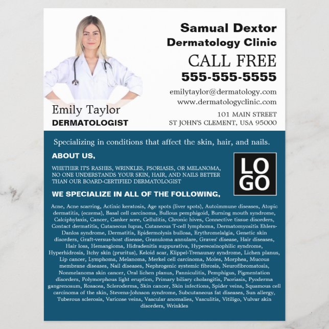 Personalized Photograph, Dermatologist Dermatology Flyer (Front)