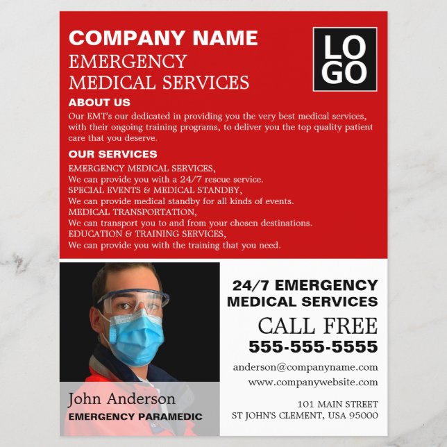 Personalized Photograph, EMT, Paramedic Flyer (Front)