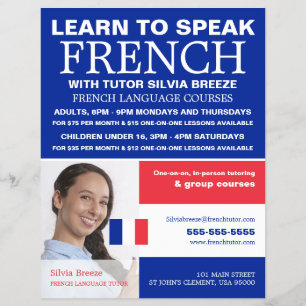Personalized Photograph, French Language Course Flyer