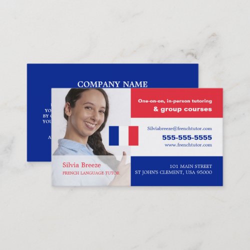 Personalized Photograph French Language Tutor Business Card