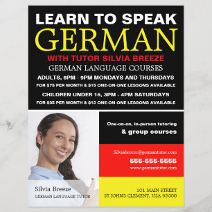 Personalized Photograph, German Language Course Flyer