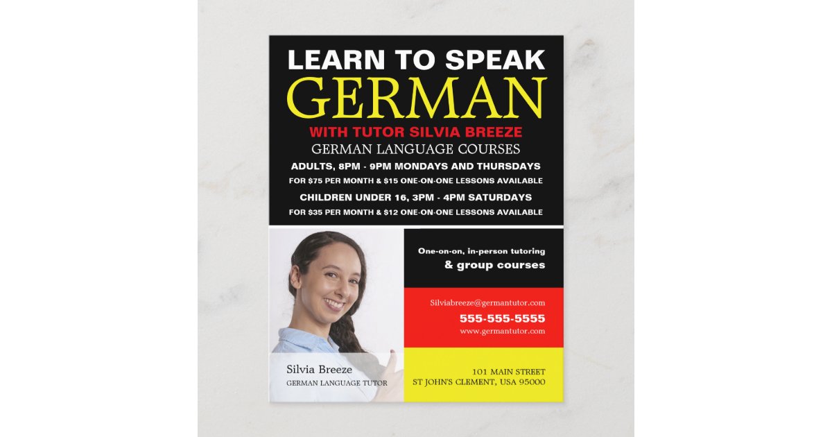 Personalized Photograph, German Language Course Flyer | Zazzle