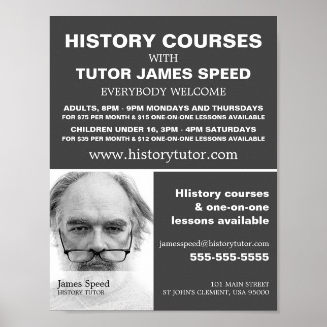 Personalized Photograph, History Course Advert Poster (Front)
