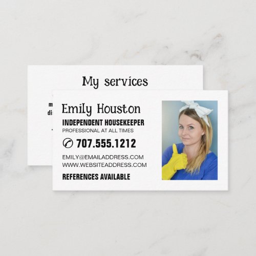 Personalized Photograph Housekeeper Maid  Business Card