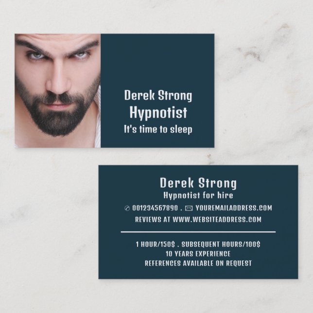 Personalized Photograph, Hypnotist Business Card (Front/Back)