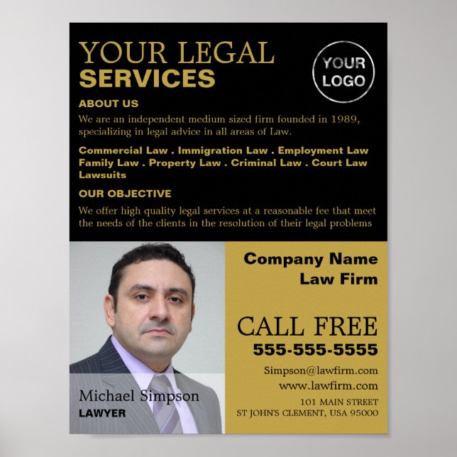 Personalized Photograph Legal Services Advertising Poster (Front)