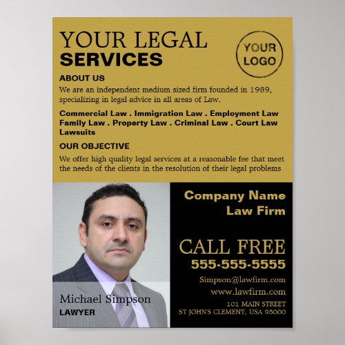 Personalized Photograph Legal Services Advertising Poster