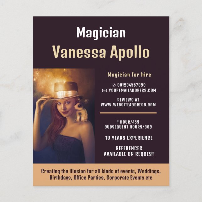 Personalized Photograph, Magician Advertising Flyer (Front)