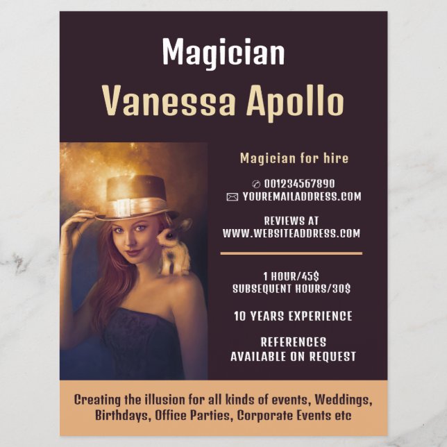 Personalized Photograph, Magician Advertising Flyer (Front)