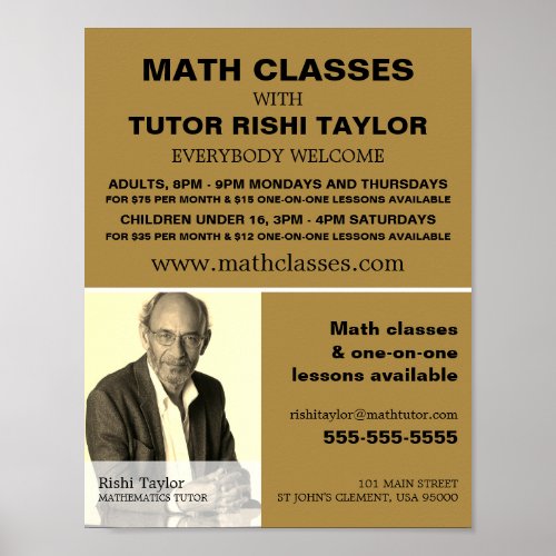 Personalized Photograph Math Classes Advertising Poster