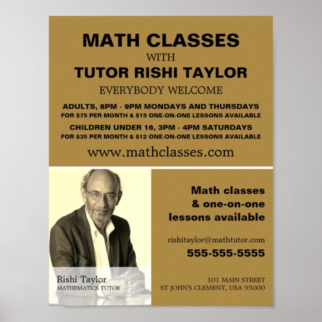 Personalized Photograph, Math Classes Advertising Poster (Front)
