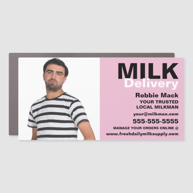 Personalized Photograph, Milkman/Woman Delivery Car Magnet (Front)