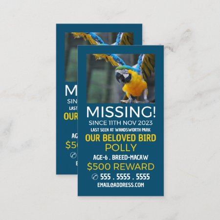 Personalized Photograph, Missing, Lost Pet Cards