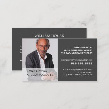 Personalized Photograph  Otolaryngologist Business Card by TheBusinessCardStore at Zazzle