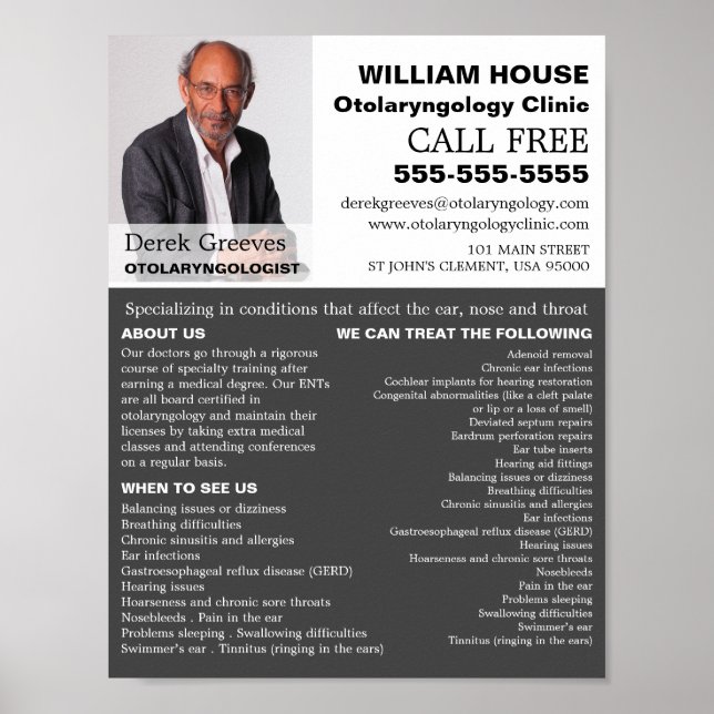 Personalized Photograph, Otolaryngologist Poster (Front)