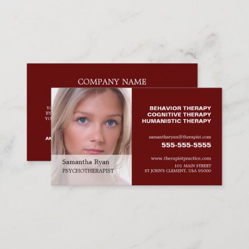 Personalized Photograph Psychotherapist Business Card